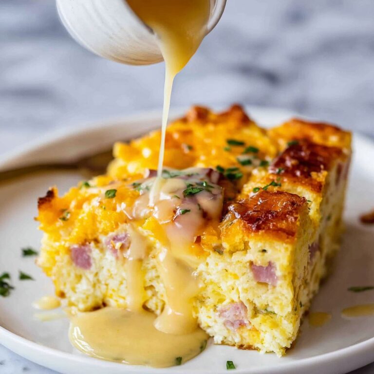 Cheesy Ham and Egg Breakfast Casserole with Biscuits Recipe