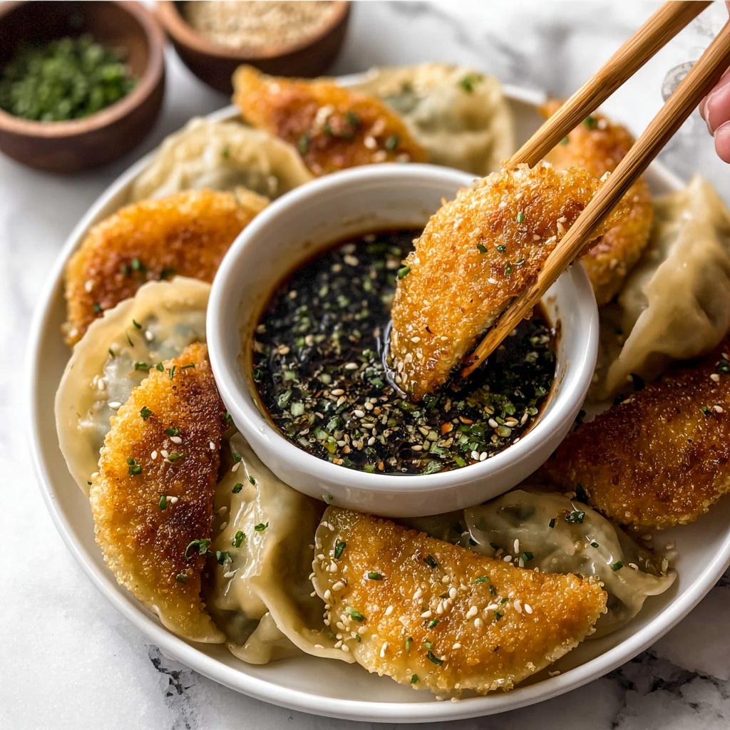 Chicken Potstickers with Dipping Soy-Vinegar Sauce Recipe - Recipe Image