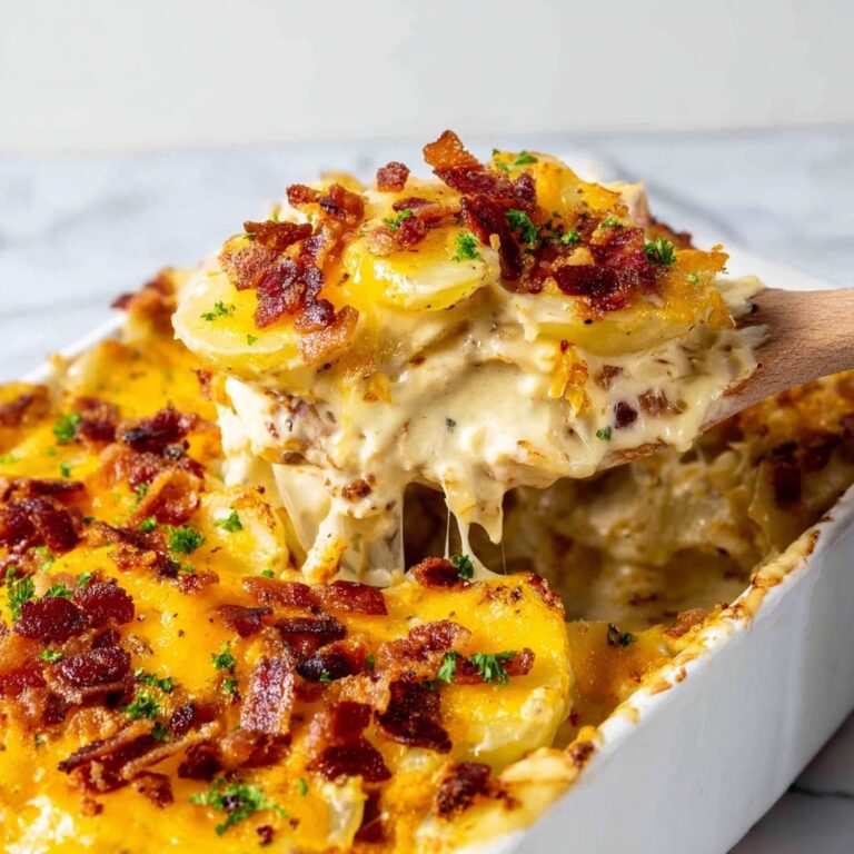 Loaded Scalloped Potatoes with Cheddar, Bacon, and Garlic Recipe