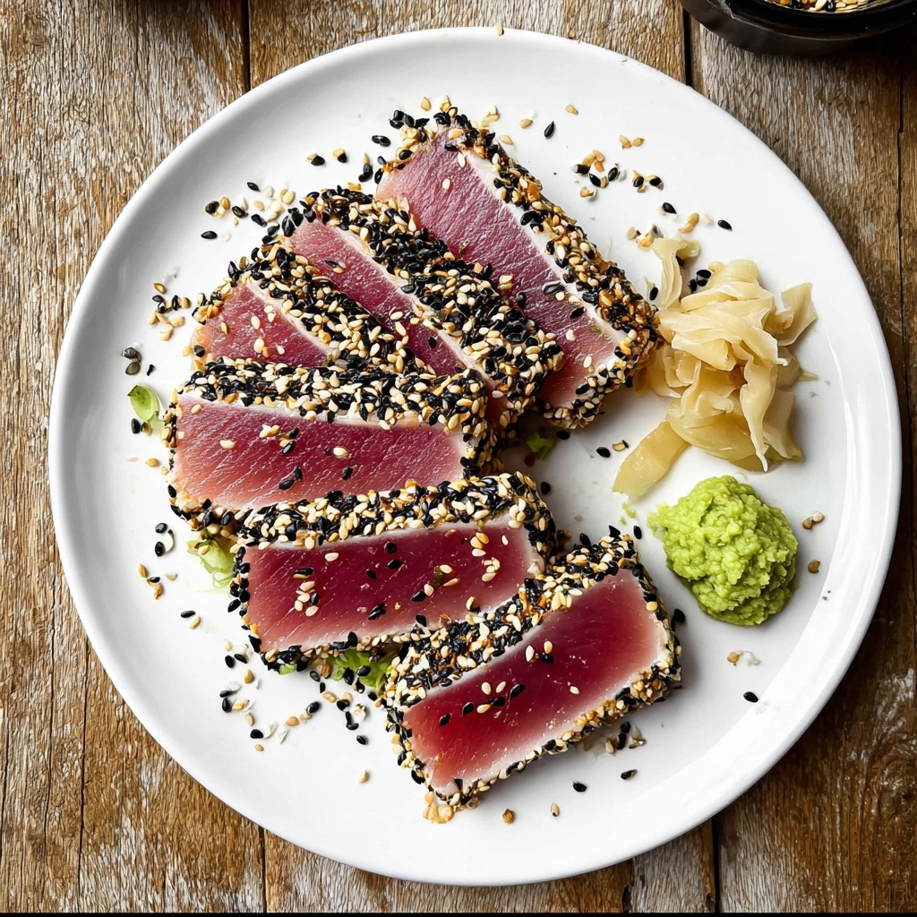Seared Ahi Tuna with Sesame Seeds, Avocado, and Arugula Recipe - Recipe Image