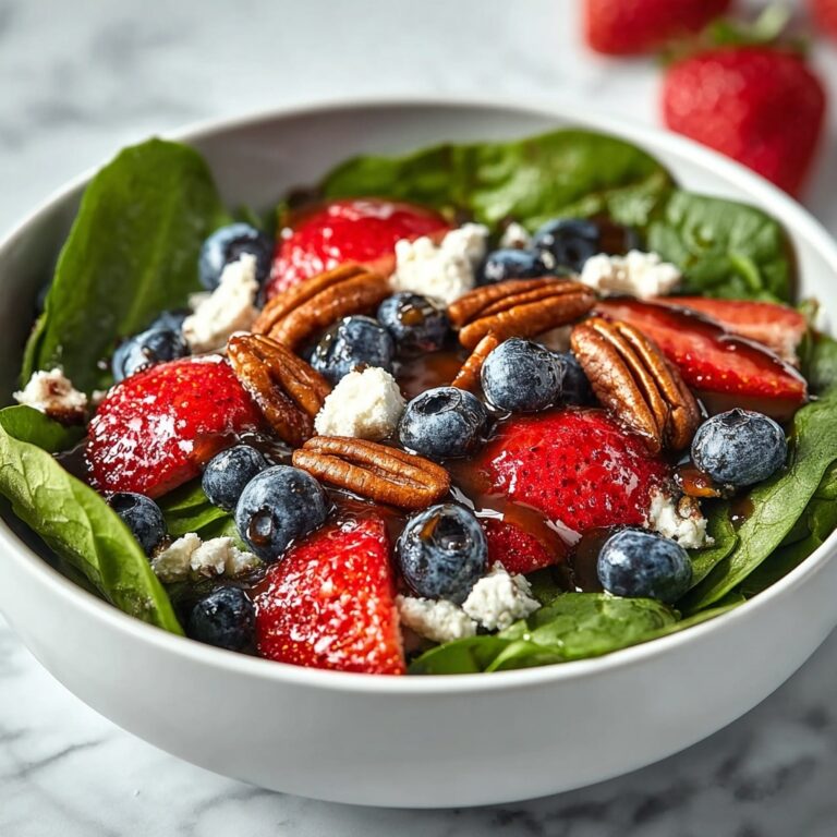 Strawberry Spinach Salad with Blueberries, Pecans, and Balsamic Glaze Recipe