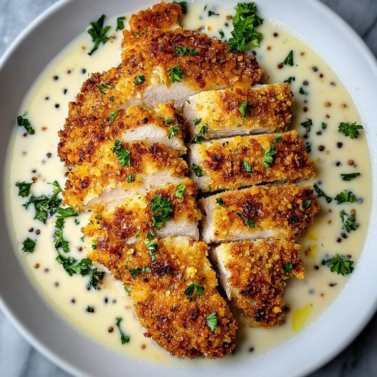 Parmesan Crusted Chicken with Creamy Garlic Sauce Recipe
