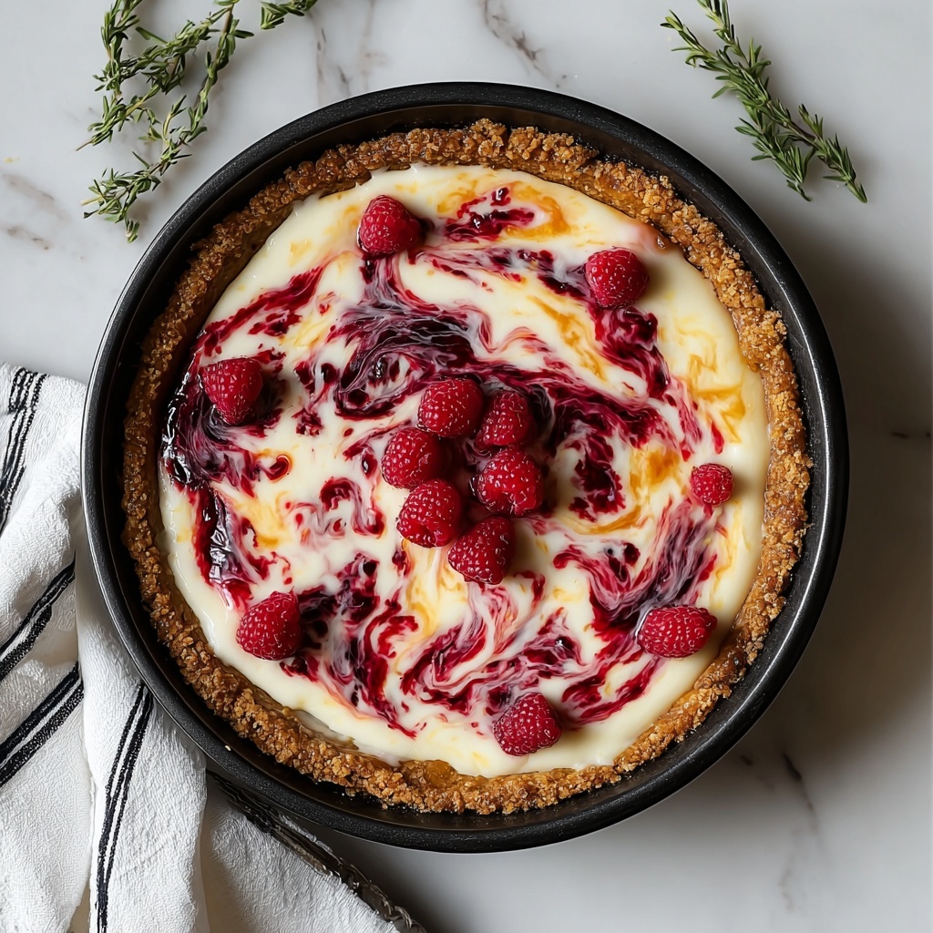 White Chocolate Raspberry Swirl Cheesecake Recipe - Recipe Image