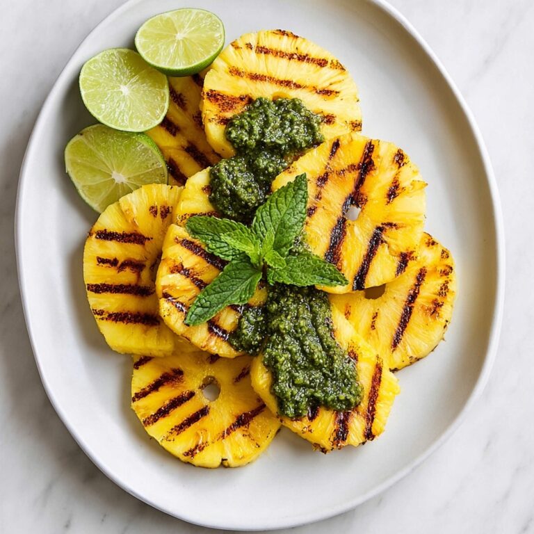 Grilled Pineapple with Mint Lime Sauce Recipe