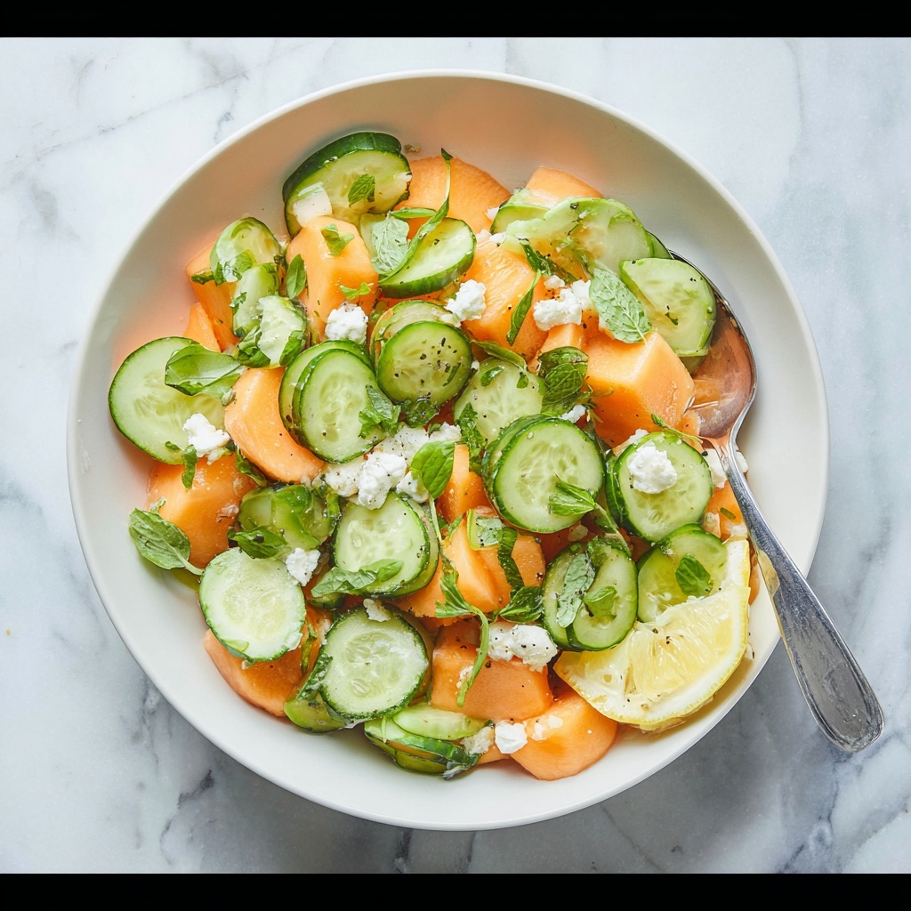 Cantaloupe Cucumber Salad with Feta and Basil Recipe - Recipe Image