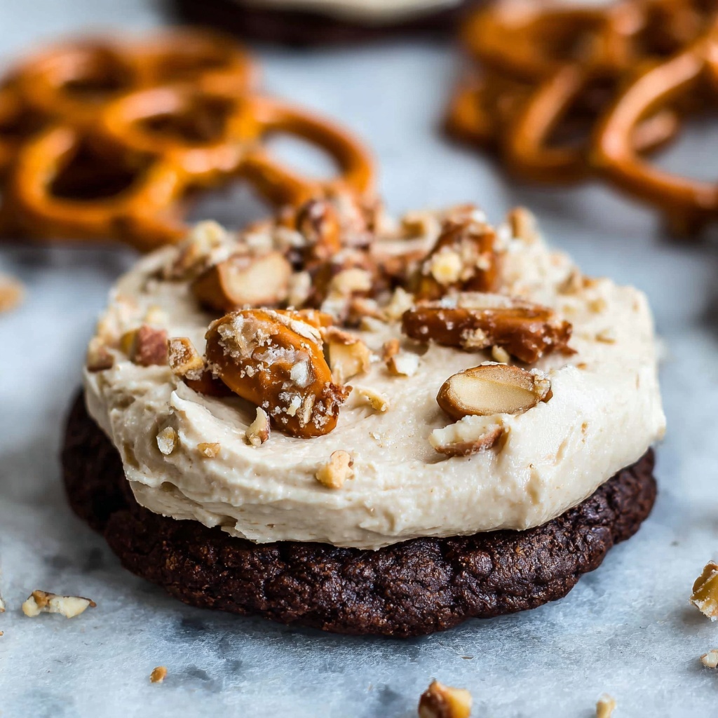Soft Chocolate Cookies with Peanut Butter Frosting and Crunchy Toppings Recipe - Recipe Image