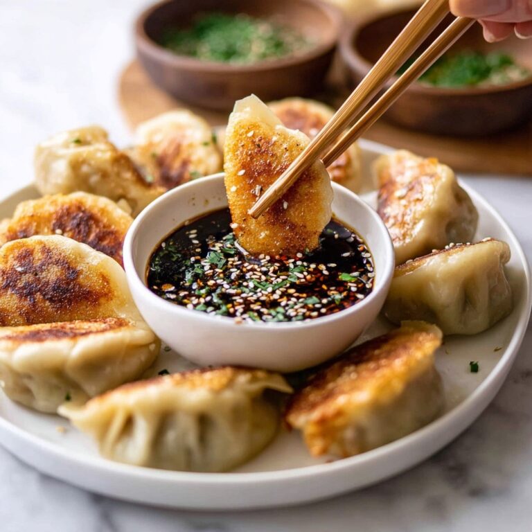 Chicken Potstickers with Dipping Soy-Vinegar Sauce Recipe