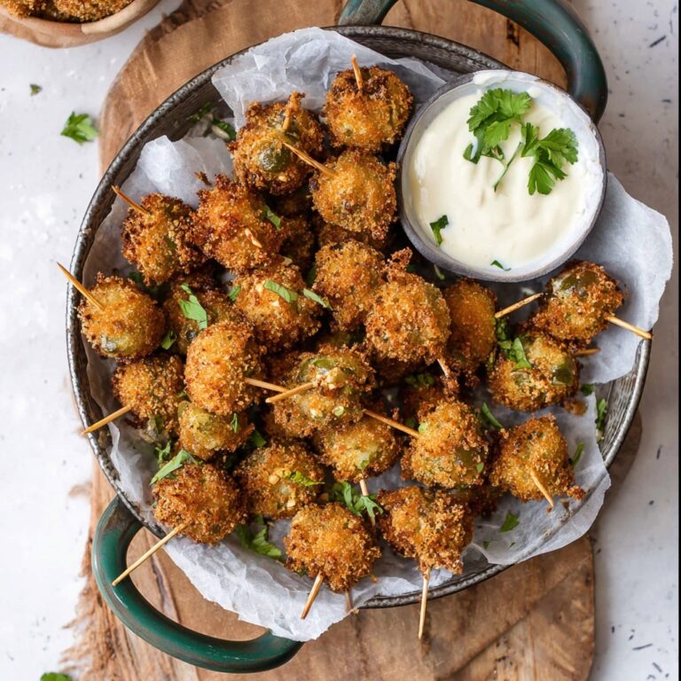 Fried Blue Cheese Stuffed Olives with Aioli Dip Recipe