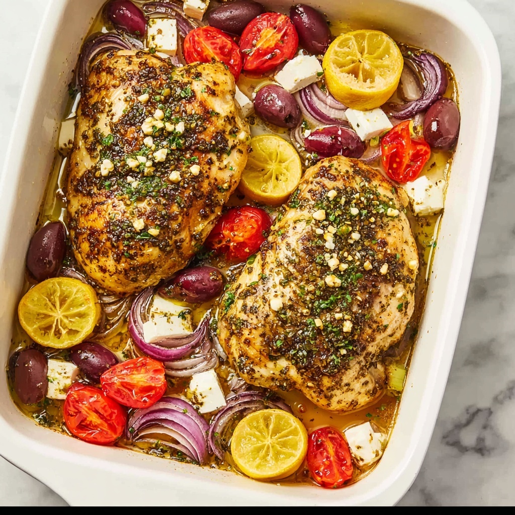 Baked Greek Chicken with Feta, Tomatoes, and Olives Recipe - Recipe Image