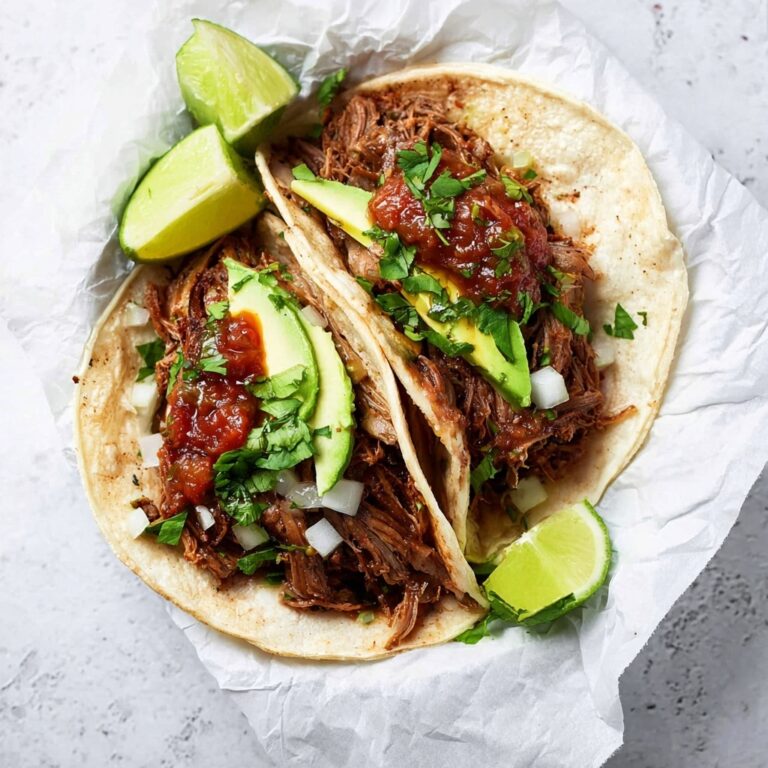 Pork Carnitas Tacos with Spicy Tomato Salsa and Fresh Toppings Recipe
