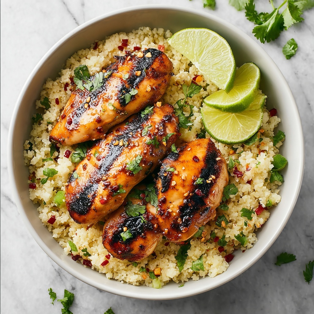 Sweet Chili Grilled Chicken with Coconut-Lime Cauliflower Rice Recipe - Recipe Image