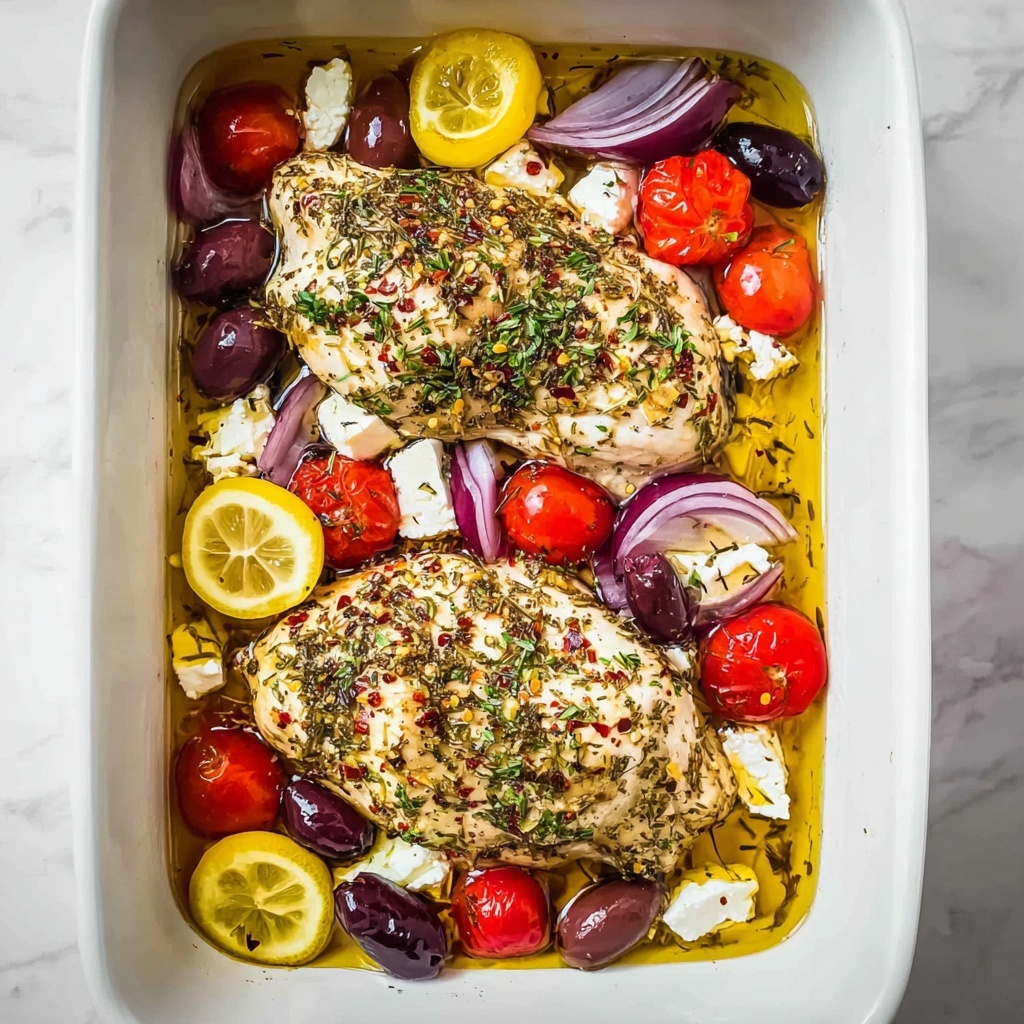 Baked Greek Chicken with Feta, Tomatoes, and Olives Recipe - Recipe Image