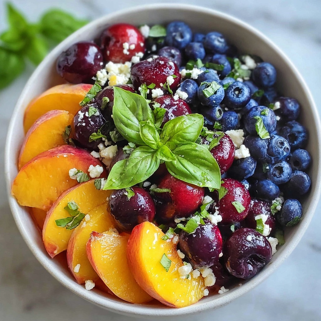 Irresistibly Fresh Blueberry Peach Feta Salad for Summer Bliss Recipe - Recipe Image