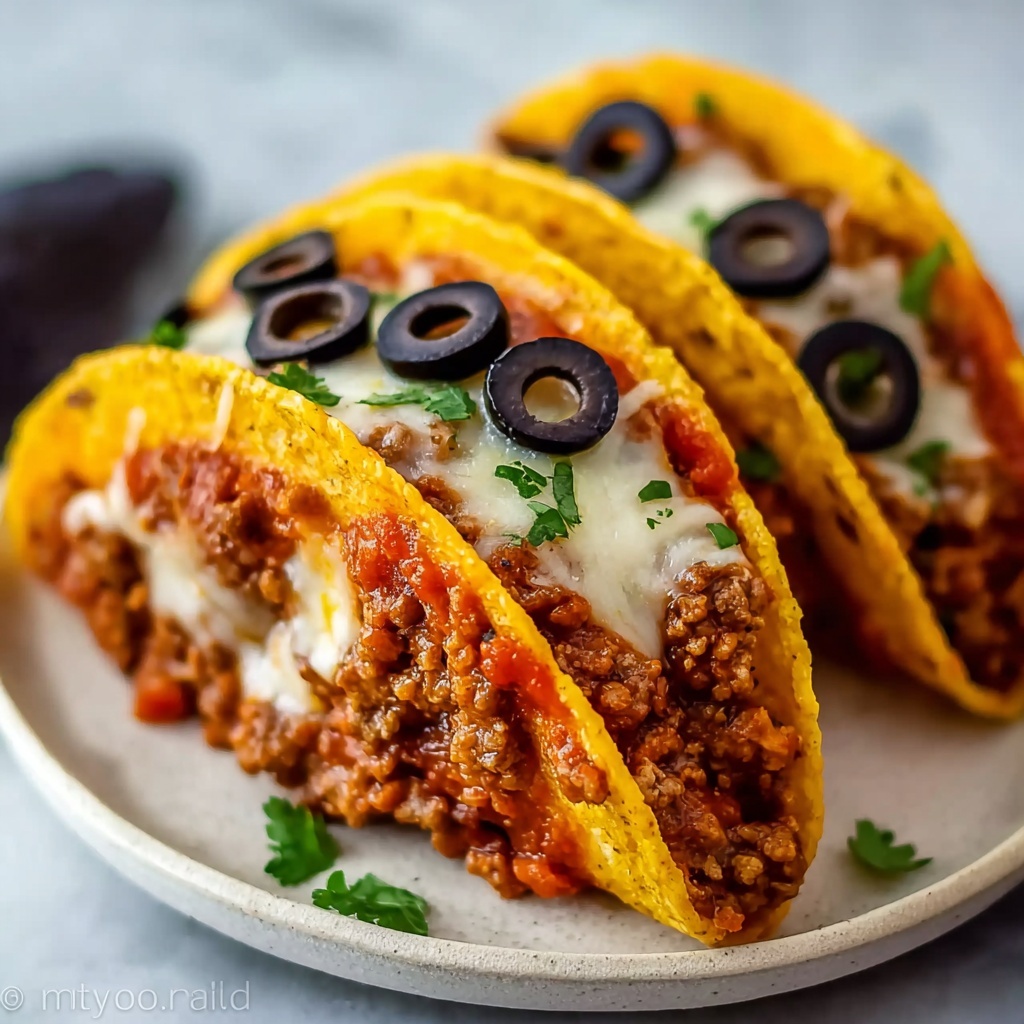 Savory Meat Lovers Pizza Tacos Recipe - Recipe Image
