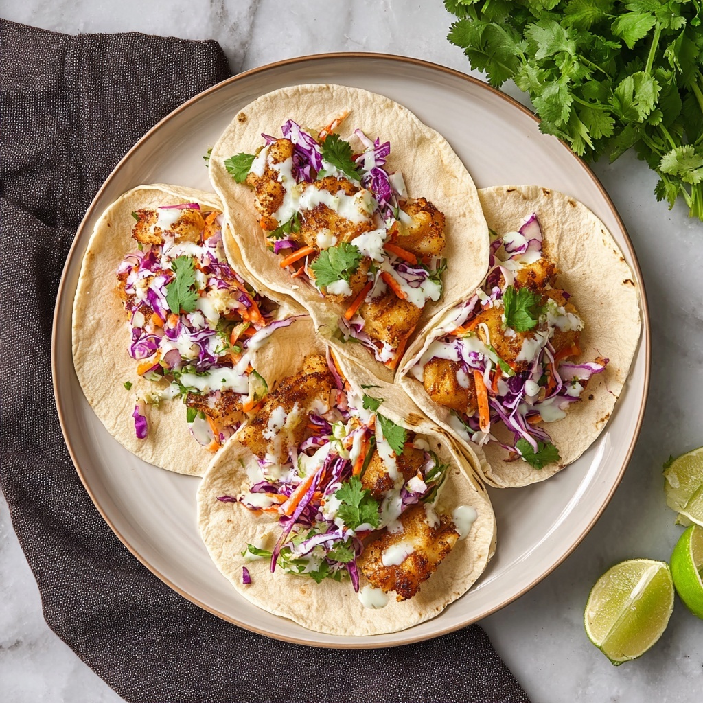 Air Fryer Fish Tacos with Cilantro Lime Slaw Recipe - Recipe Image