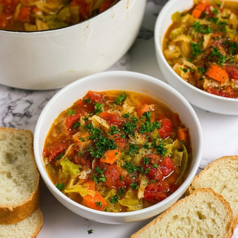 Hearty Cabbage Soup with Fire-Rested Tomatoes and Fresh Herbs Recipe