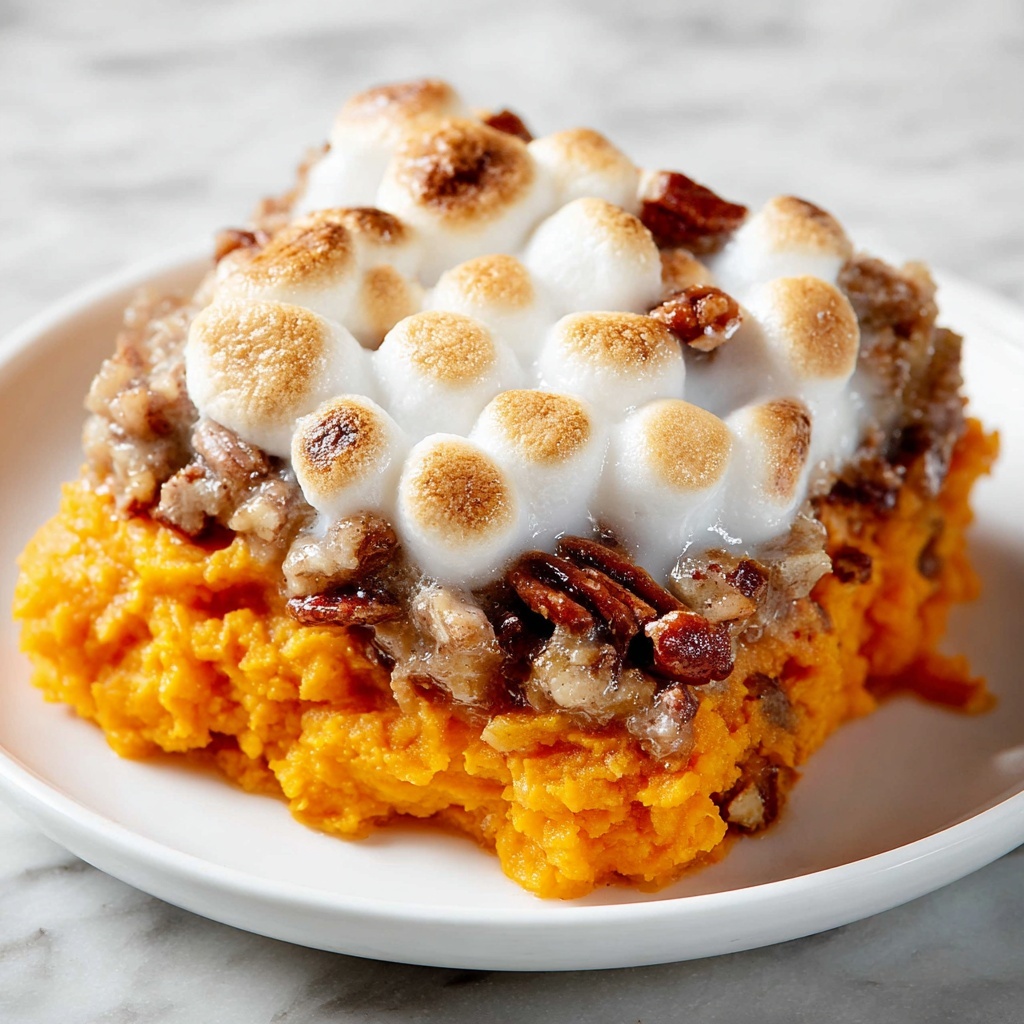 Sweet Potato Casserole with Marshmallows and Pecans Recipe - Recipe Image