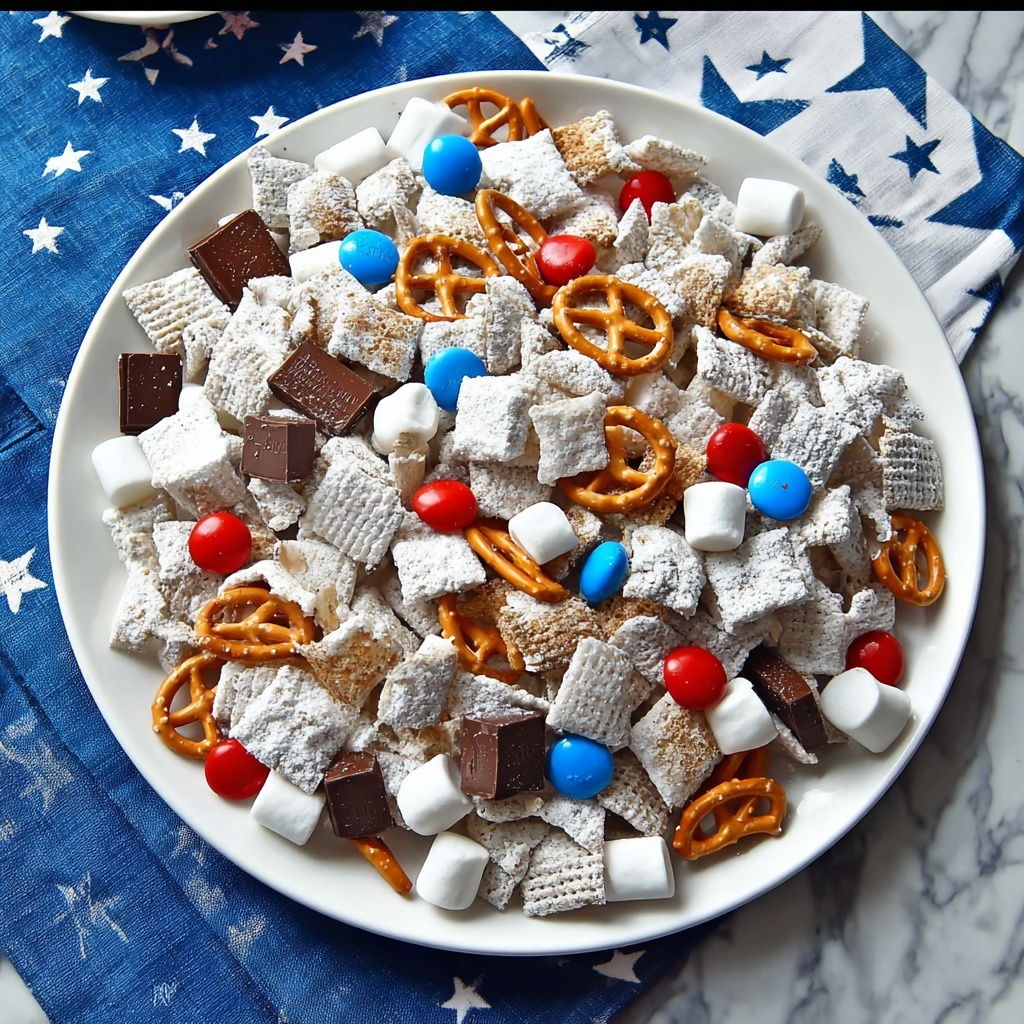 Patriotic S'mores Chex Mix Recipe - Recipe Image