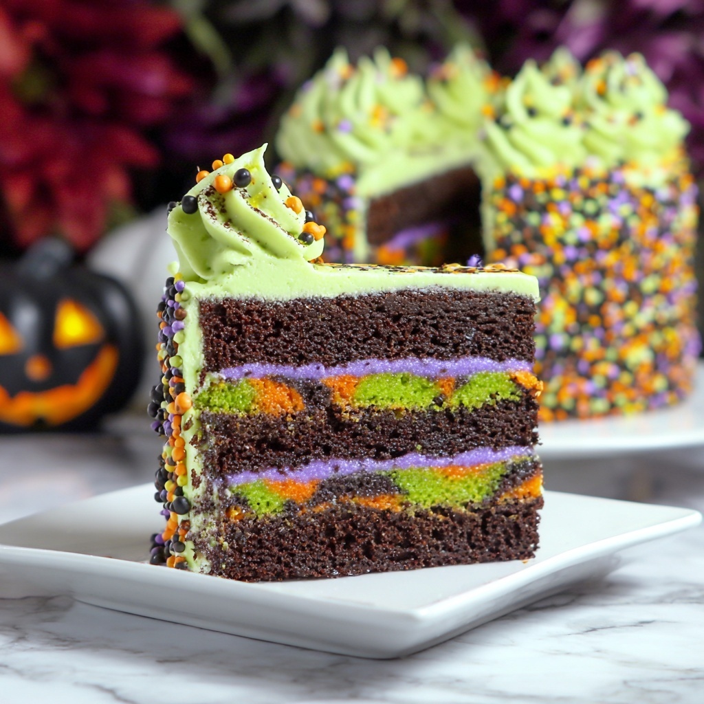 Halloween Dark Chocolate Cake with Spooky Decorations Recipe - Recipe Image