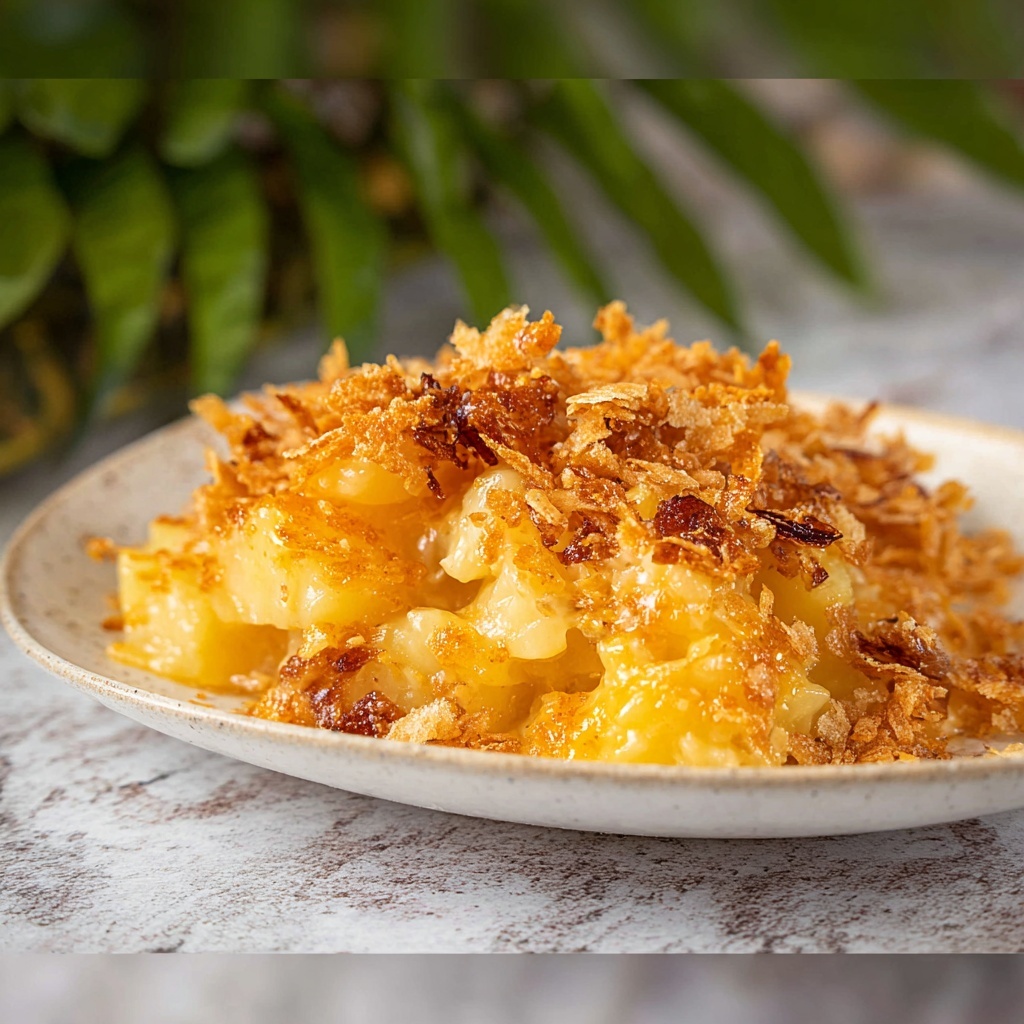 Sweet Pineapple Casserole with Cheddar and Ritz Cracker Topping Recipe - Recipe Image