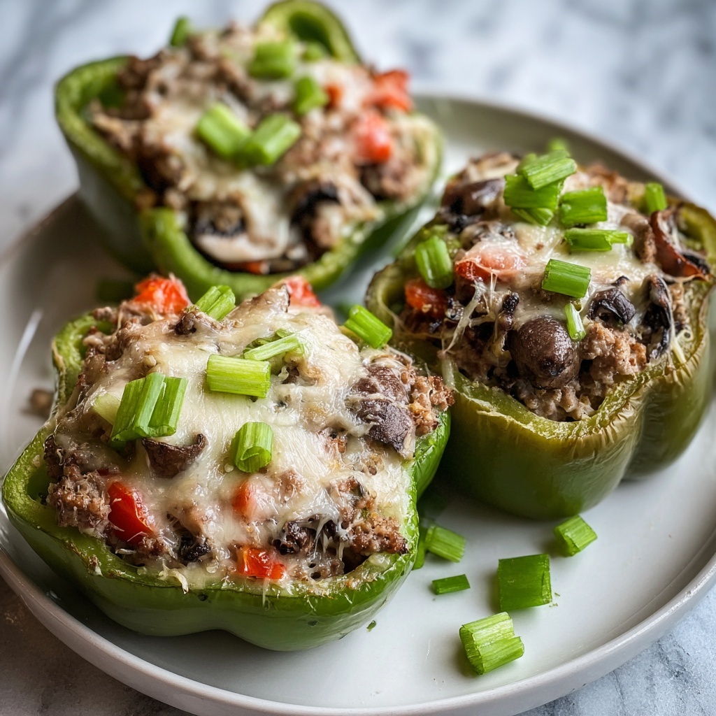 Keto Philly Cheesesteak Stuffed Peppers Recipe - Recipe Image