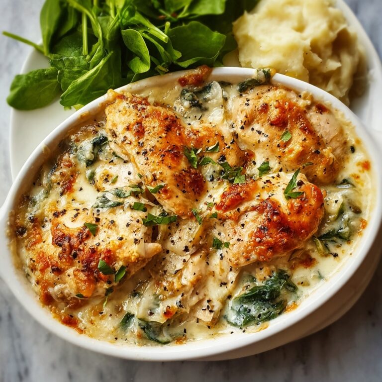 Creamy Chicken and Spinach Casserole with Cheddar and Parmesan Recipe