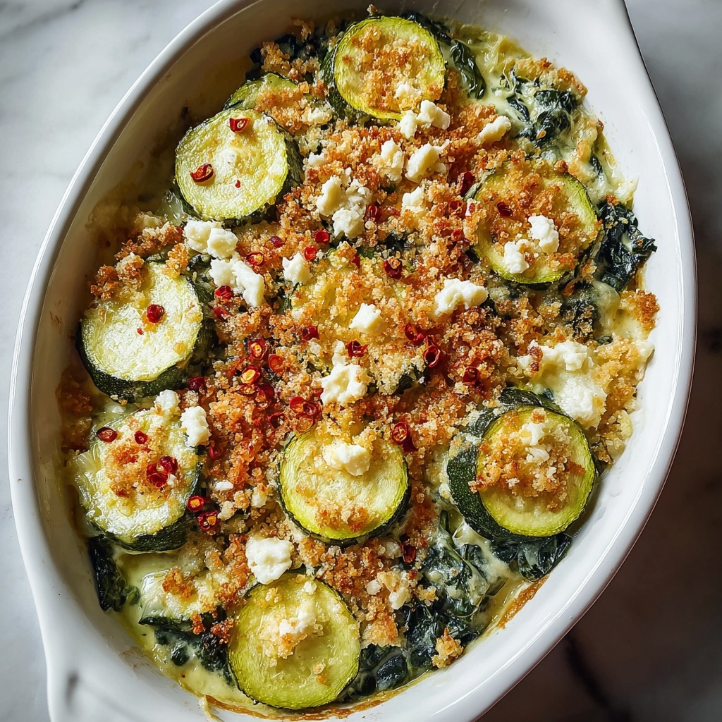 Baked Zucchini Spinach and Feta Casserole Recipe - Recipe Image