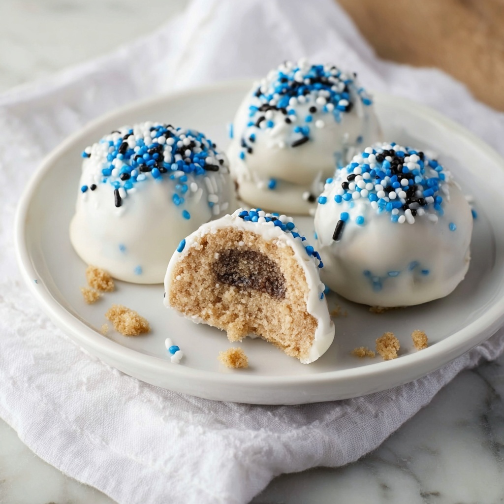 Rice Krispie Snowballs with Reese’s Minis and White Chocolate Coating Recipe - Recipe Image