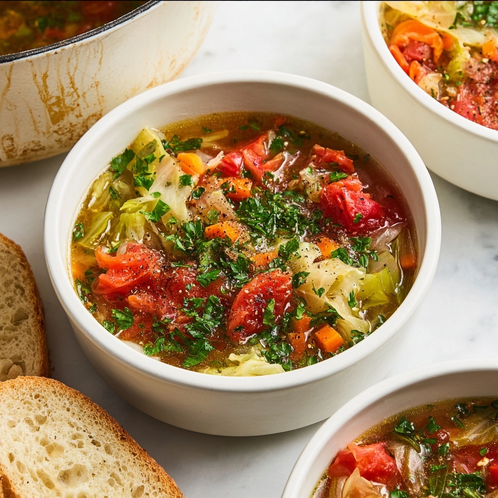 Hearty Cabbage Soup with Fire-Rested Tomatoes and Fresh Herbs Recipe - Recipe Image