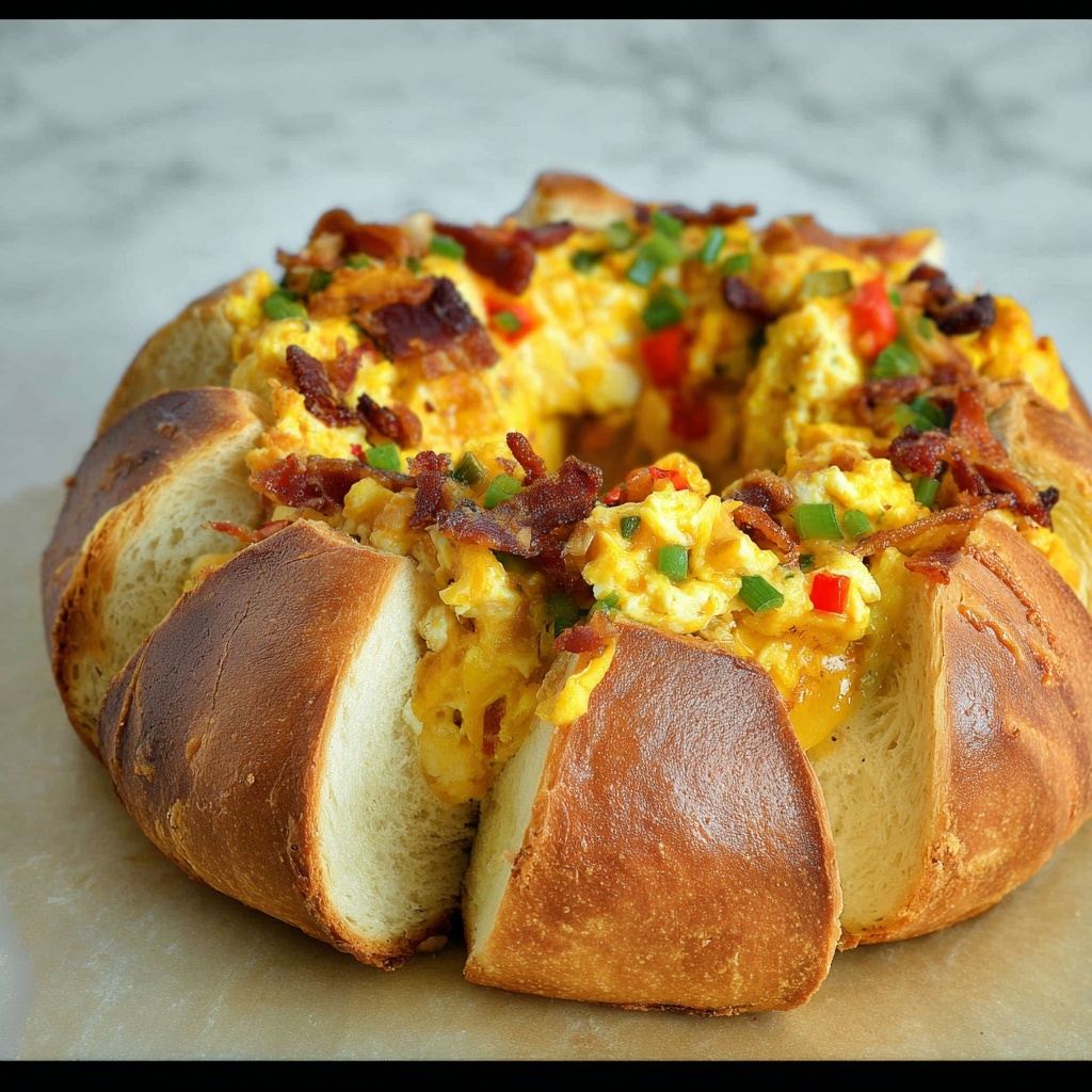 Breakfast Crescent Ring with Bacon, Eggs, and Cheddar Recipe - Recipe Image
