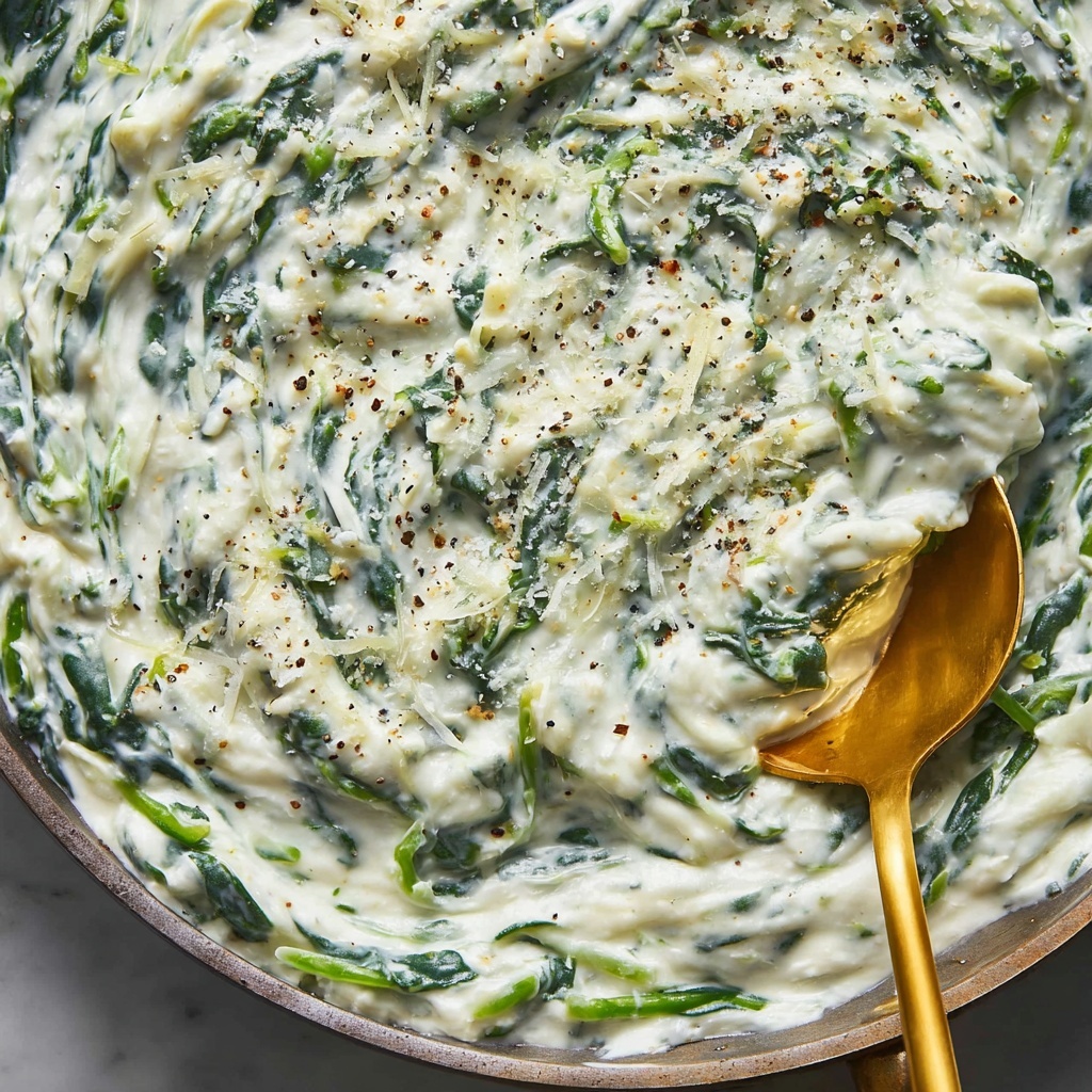 Creamed Spinach with Mozzarella, Provolone, and Parmesan Recipe - Recipe Image