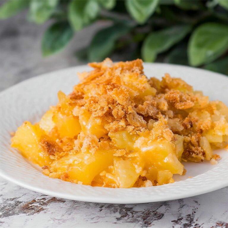 Sweet Pineapple Casserole with Cheddar and Ritz Cracker Topping Recipe