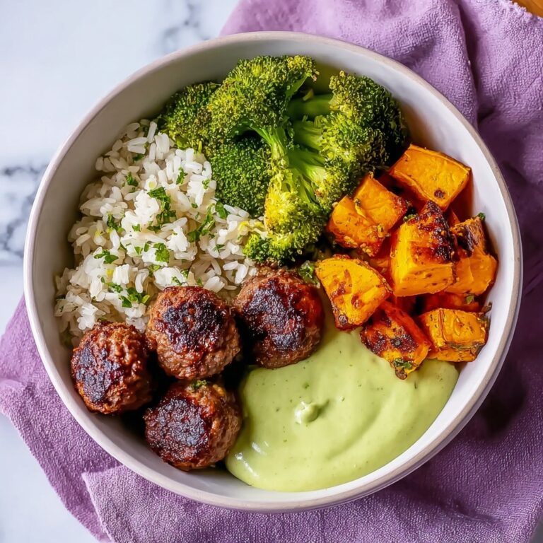 Irresistibly Juicy Barbecue Meatball Bowls with Avocado Goddess Sauce Recipe
