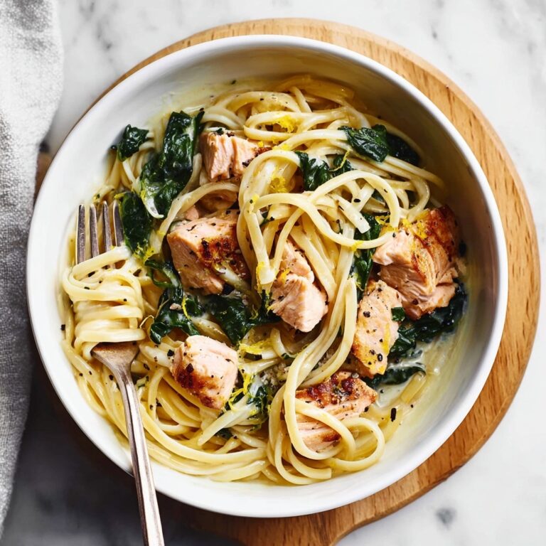 Creamy Salmon Pasta with Spinach and Lemon Recipe