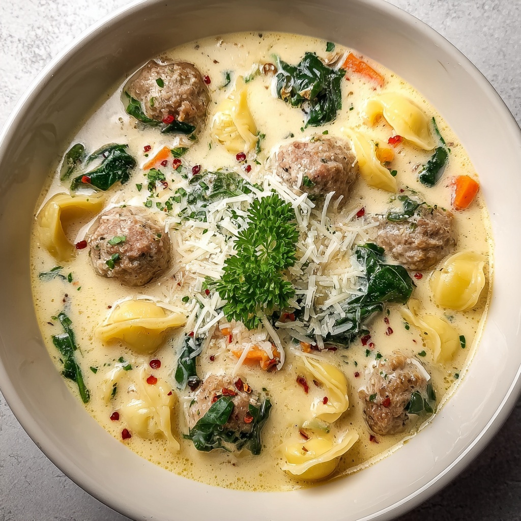 Creamy Parmesan Pasta Soup with Italian Sausage Recipe - Recipe Image