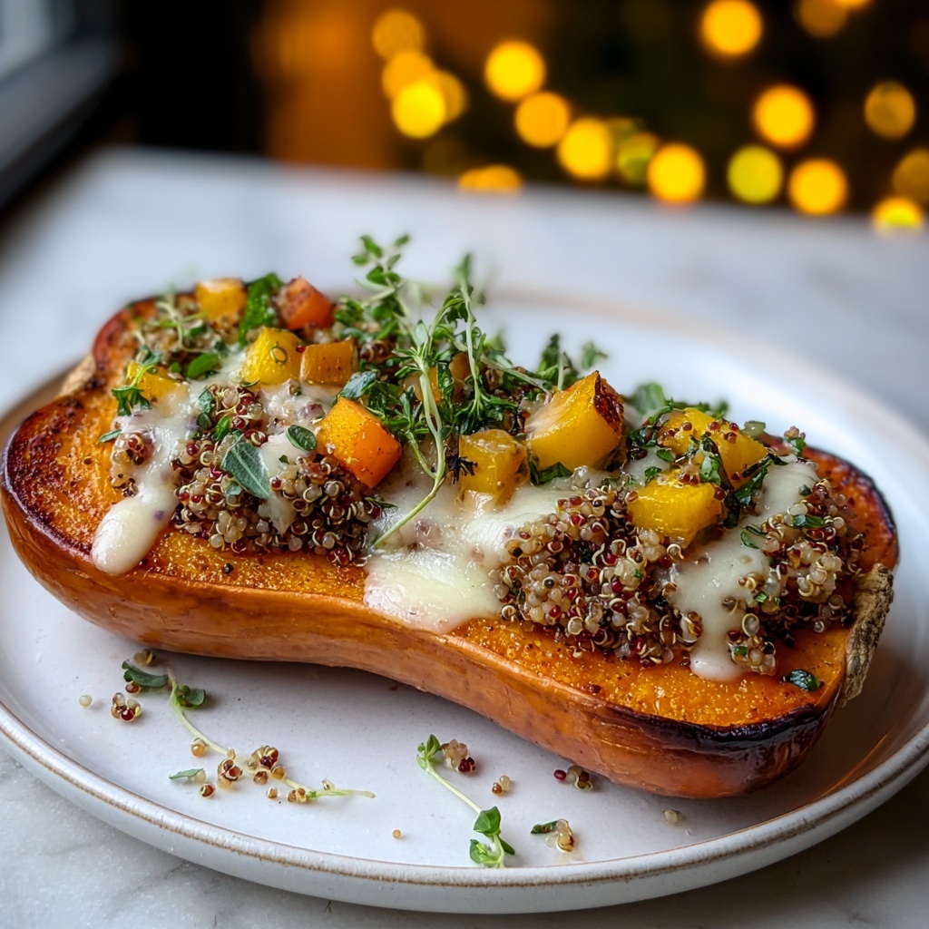 Sausage and Apple Stuffed Butternut Squash Recipe - Recipe Image