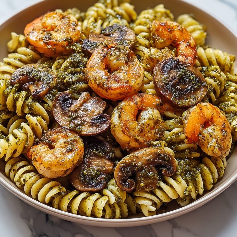 Pesto Shrimp Mushroom Pasta Recipe