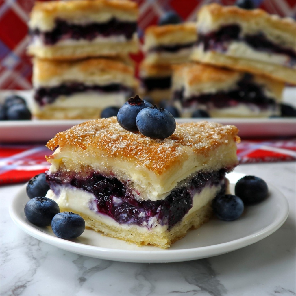Blueberry Sopapilla Cheesecake Bars Recipe - Recipe Image