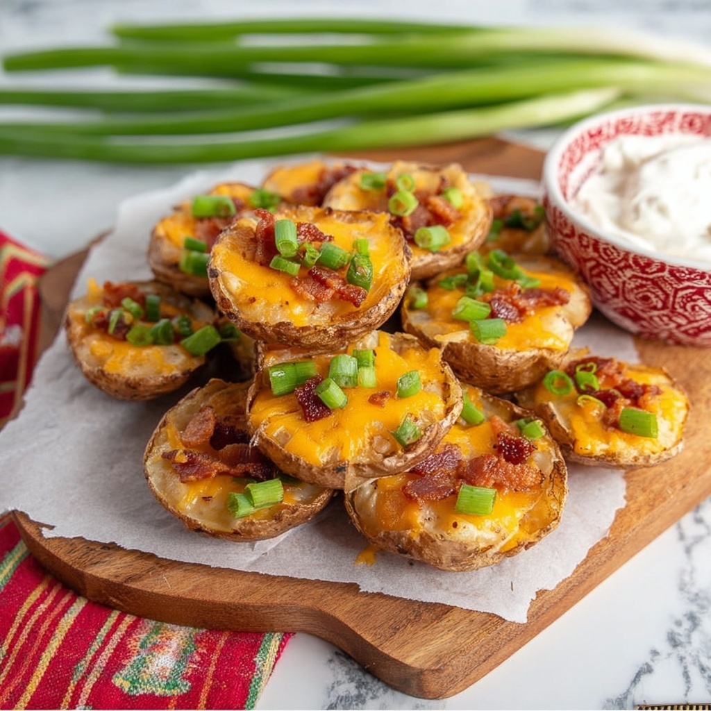 Loaded Sliced Baked Potatoes with Cheddar, Bacon, and Green Onions Recipe - Recipe Image