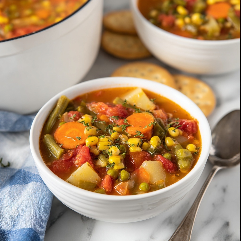 Hearty Vegetable Soup with Potatoes and Green Beans Recipe - Recipe Image