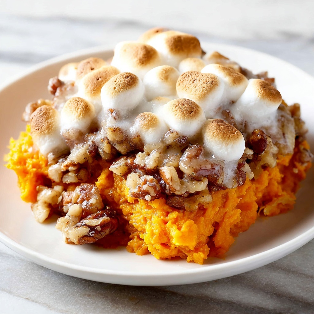 Sweet Potato Casserole with Marshmallows and Pecans Recipe - Recipe Image