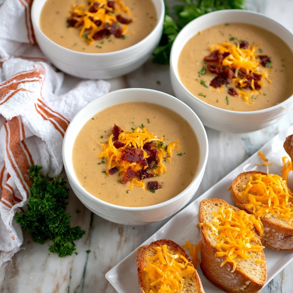 Beer Cheese Soup with Garlic Cheese Toast Recipe - Recipe Image