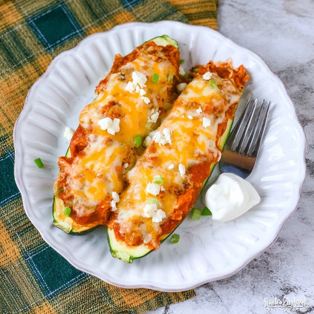 Buffalo Chicken Zucchini Boats Recipe - Recipe Image