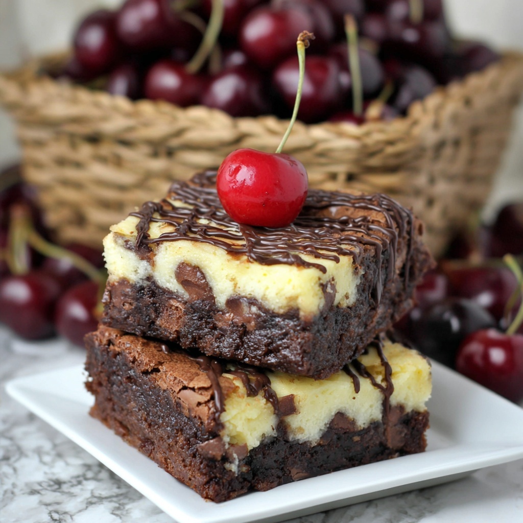 Cherry Pie Brownie Cheesecake Bars Recipe - Recipe Image