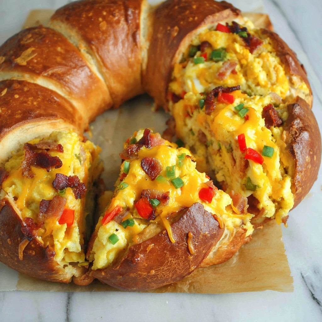 Breakfast Crescent Ring with Bacon, Eggs, and Cheddar Recipe - Recipe Image