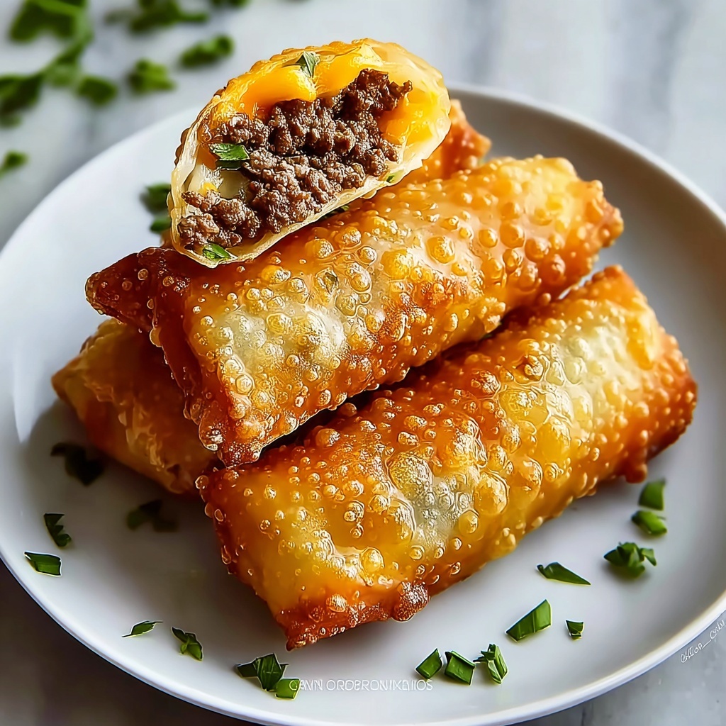 Crispy Cheeseburger Eggrolls Recipe - Recipe Image