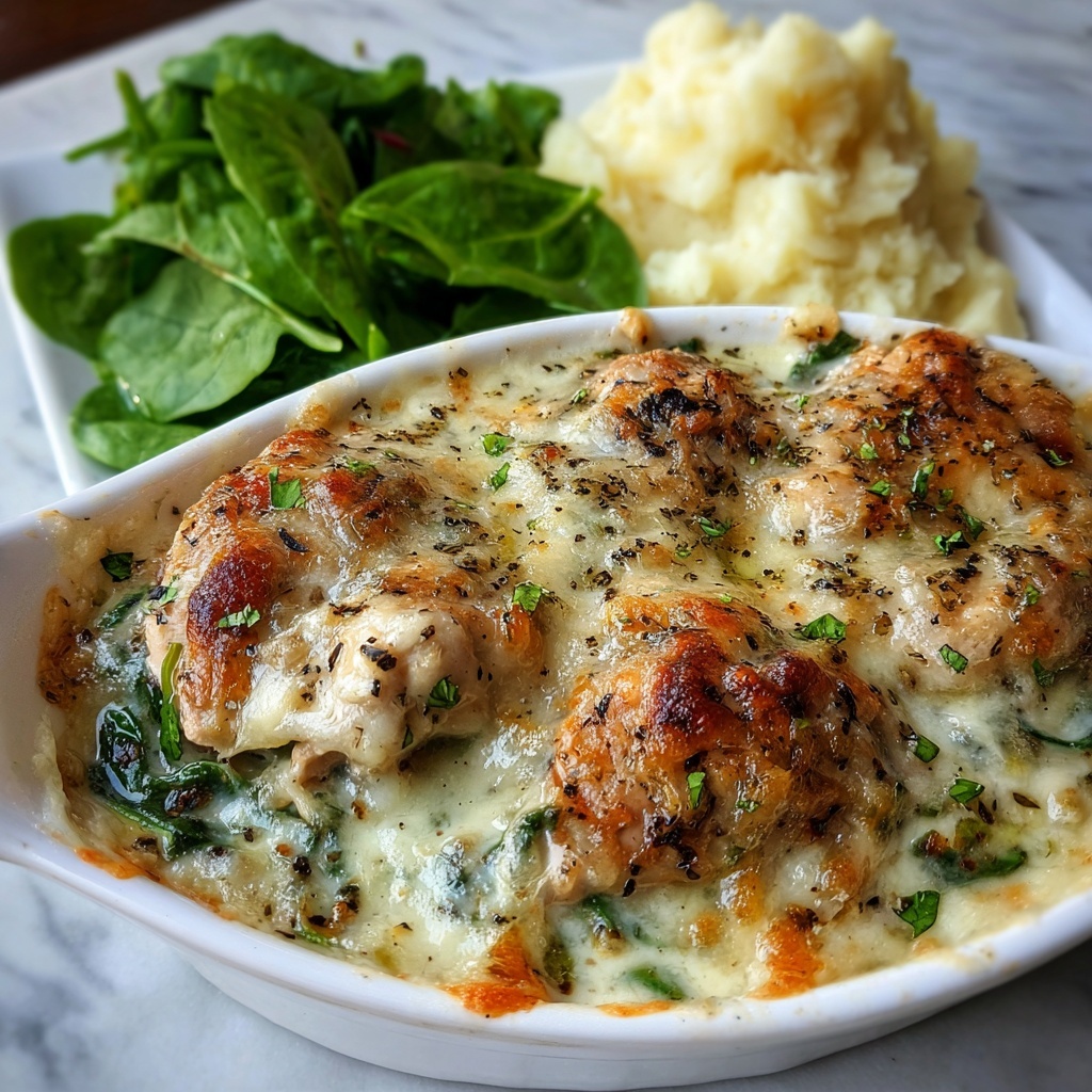 Creamy Chicken and Spinach Casserole with Cheddar and Parmesan Recipe - Recipe Image