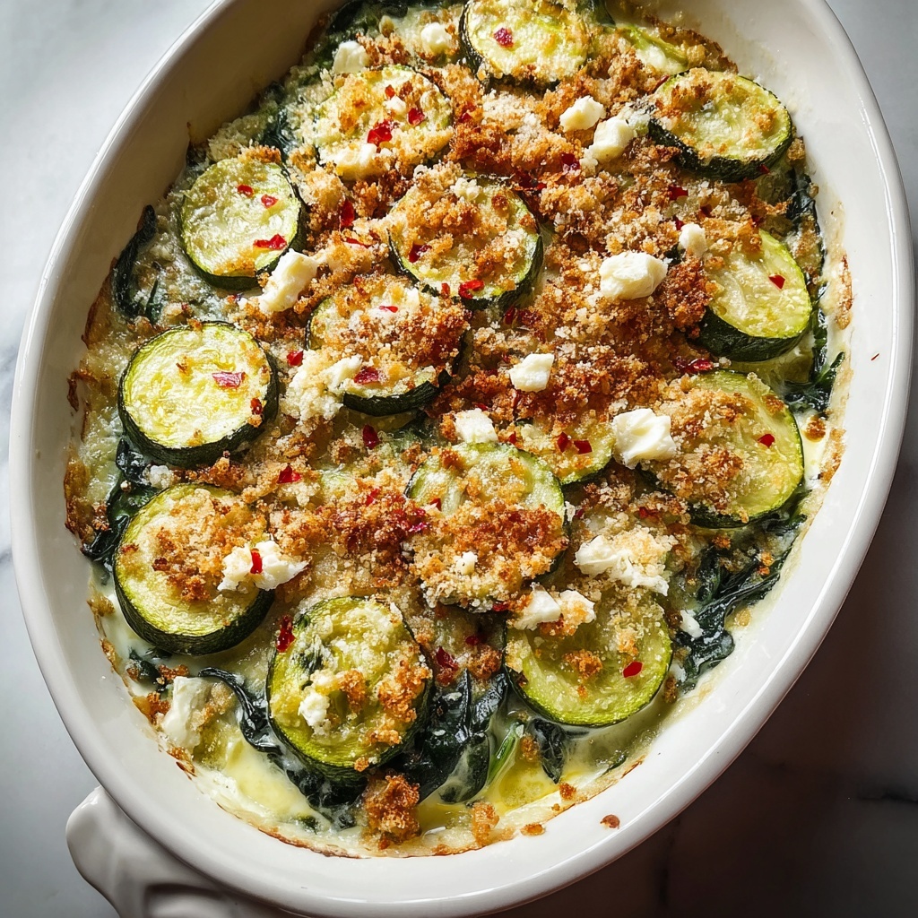 Baked Zucchini Spinach and Feta Casserole Recipe - Recipe Image