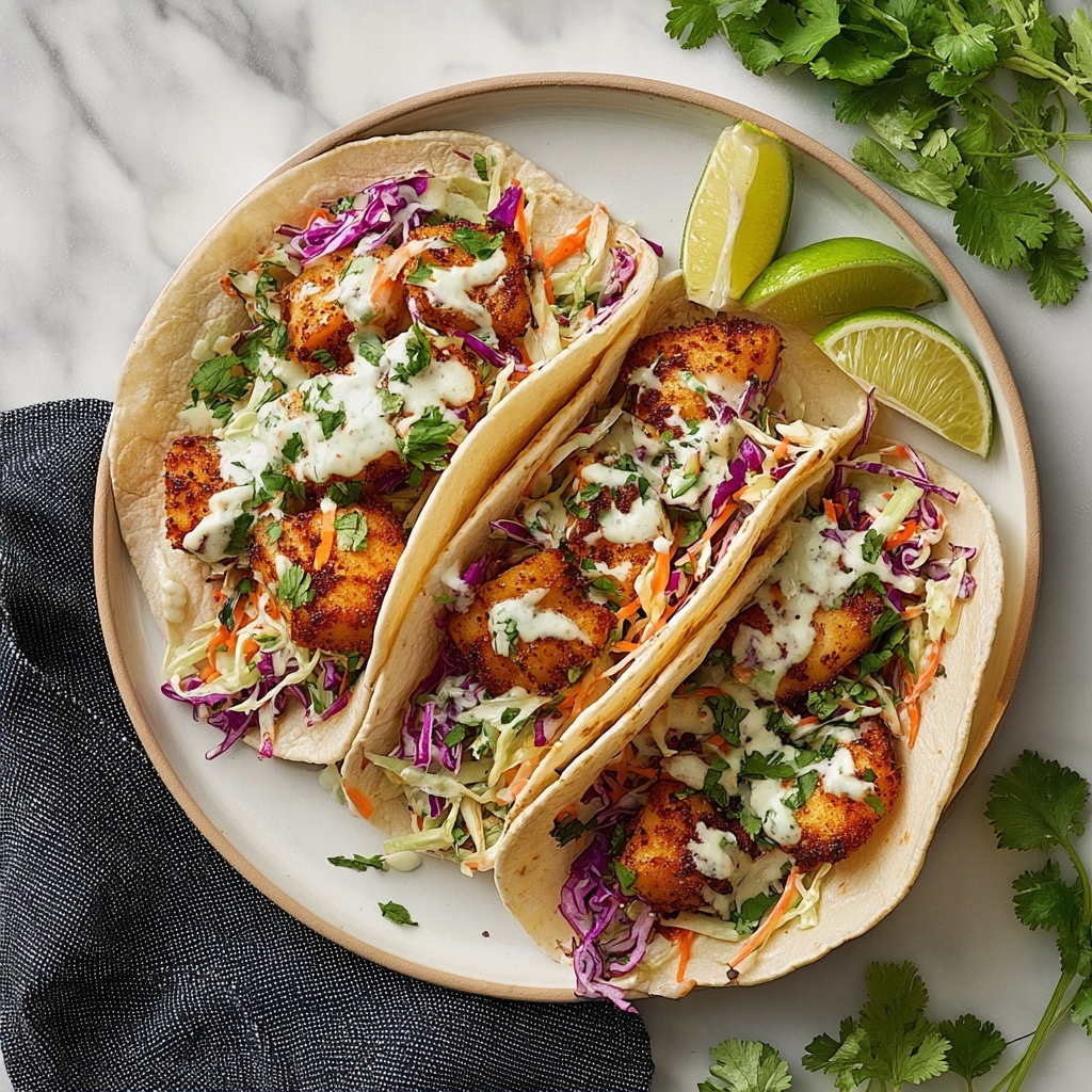 Air Fryer Fish Tacos with Cilantro Lime Slaw Recipe - Recipe Image