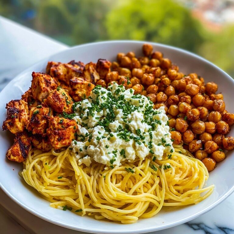 Creamy Cajun Chicken Pasta with Roasted Garlic Feta and Crispy Chickpeas Recipe